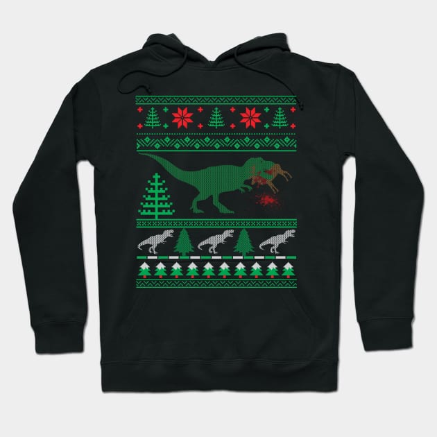 Funny Dinosaur T-Rex Eating Reindeer Tree Rex Ugly Christmas Sweater Hoodie by mrsmitful01